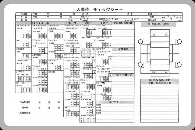 Thirty-Second Motors 車 入庫時チェック