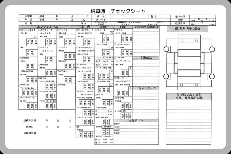 Thirty-Second Motors 車 納車時チェック